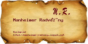 Manheimer Radvány névjegykártya